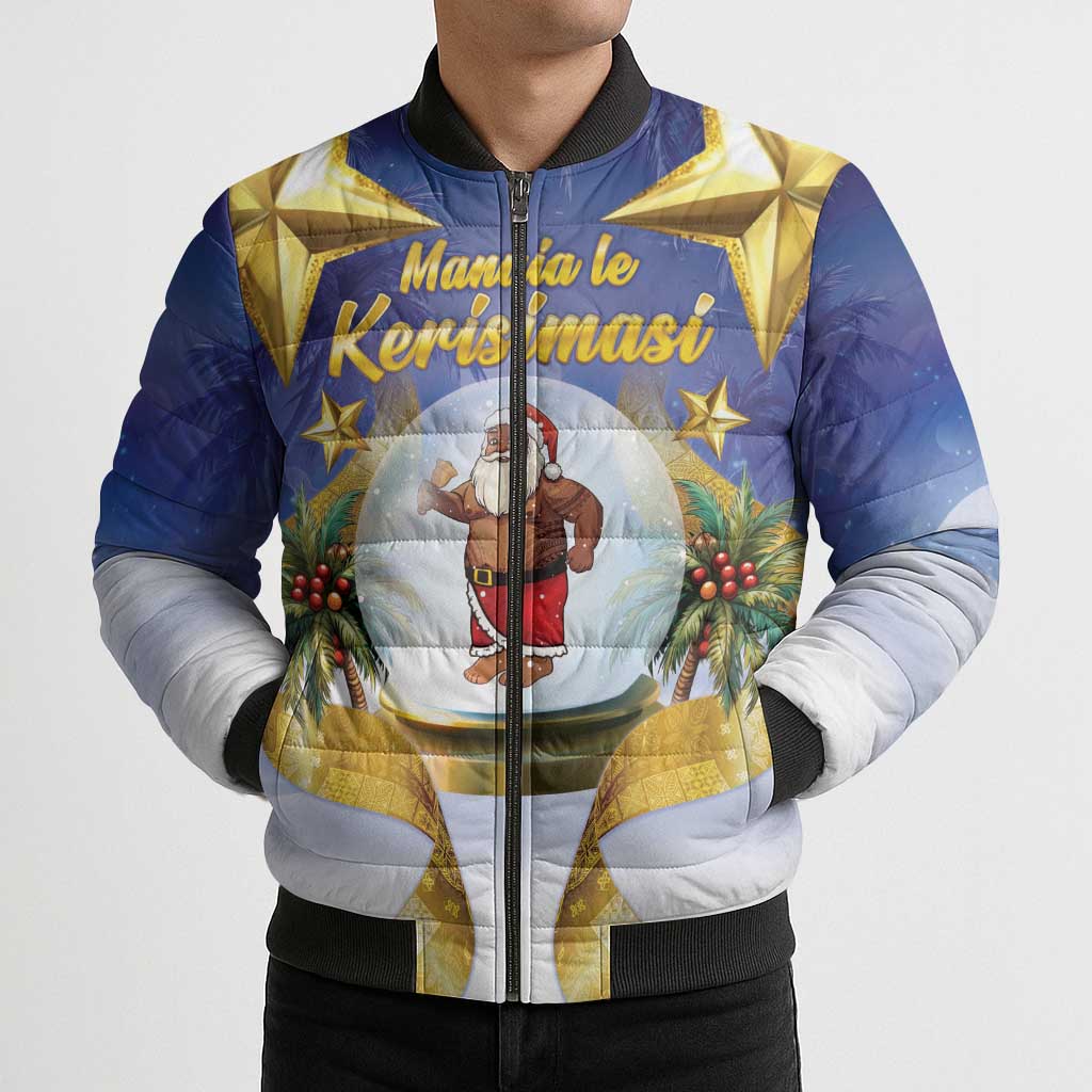 Samoa Christmas Bomber Puffer Jacket Snow Globe With Samoan Santa LT05 - Polynesian Pride