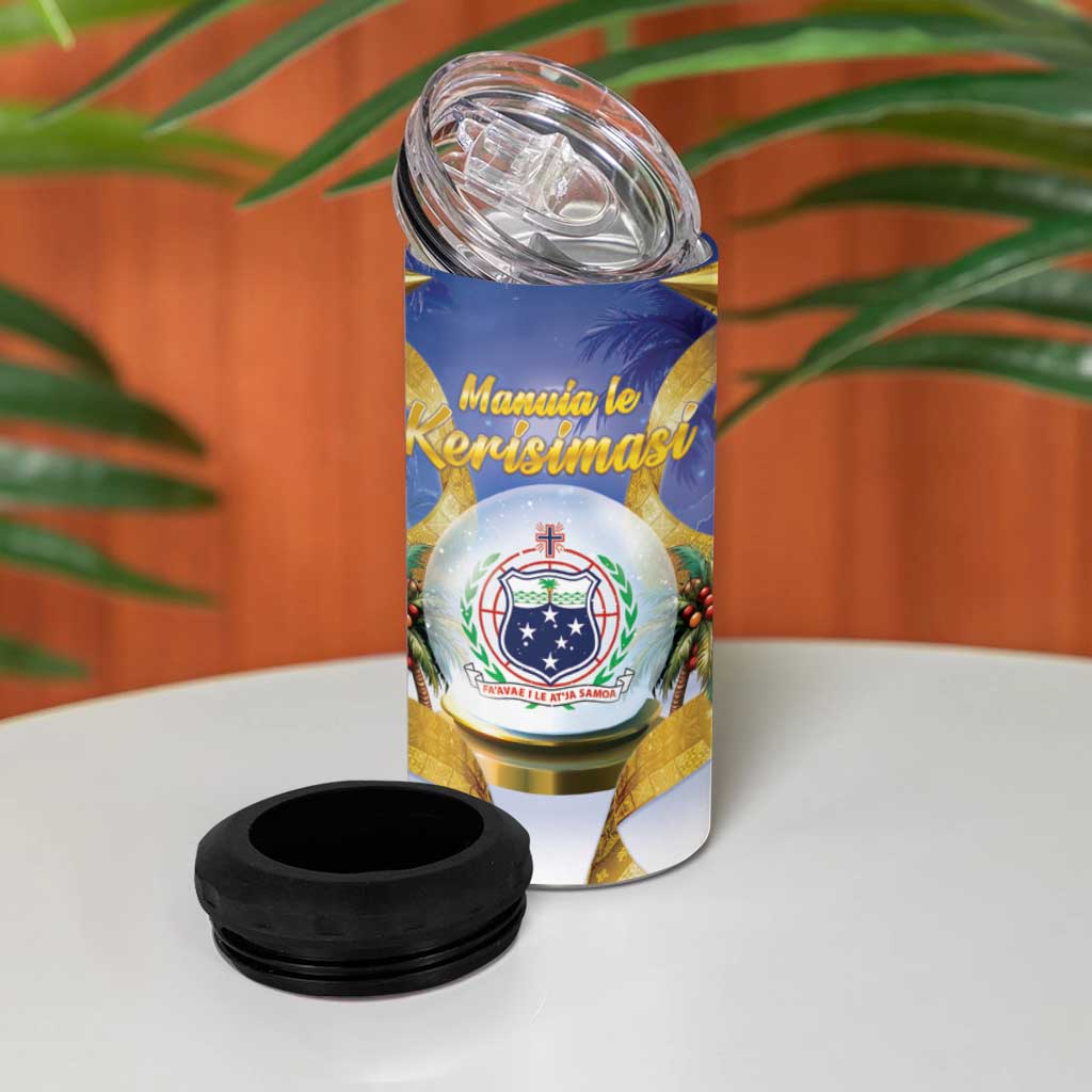 Samoa Christmas 4 in 1 Can Cooler Tumbler Snow Globe With Samoan Santa - Polynesian Pride