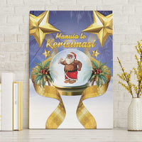 Samoa Christmas Canvas Wall Art Snow Globe With Samoan Santa LT05 Without Frame Navy - Polynesian Pride