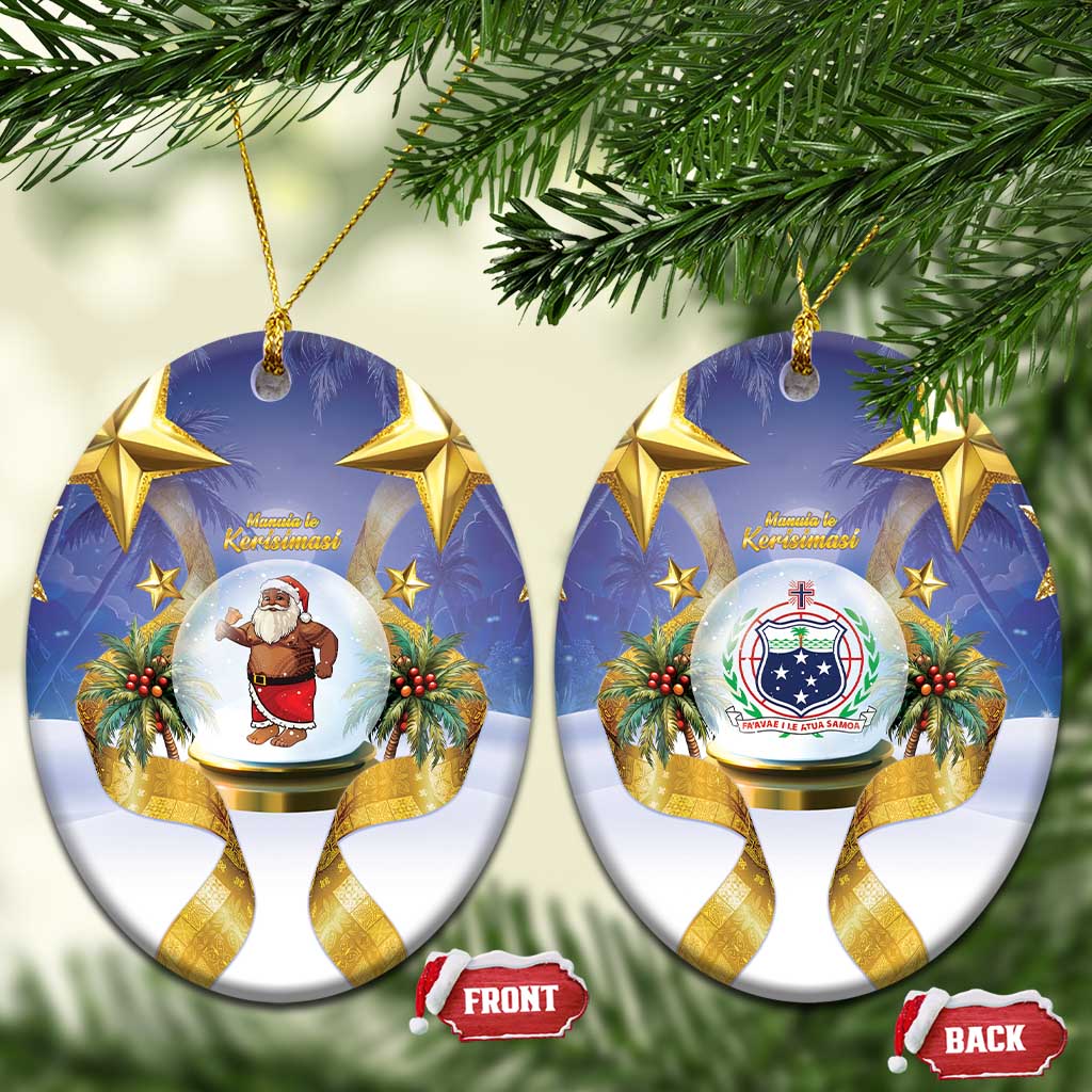 Samoa Christmas Ceramic Ornament Snow Globe With Samoan Santa - Polynesian Pride