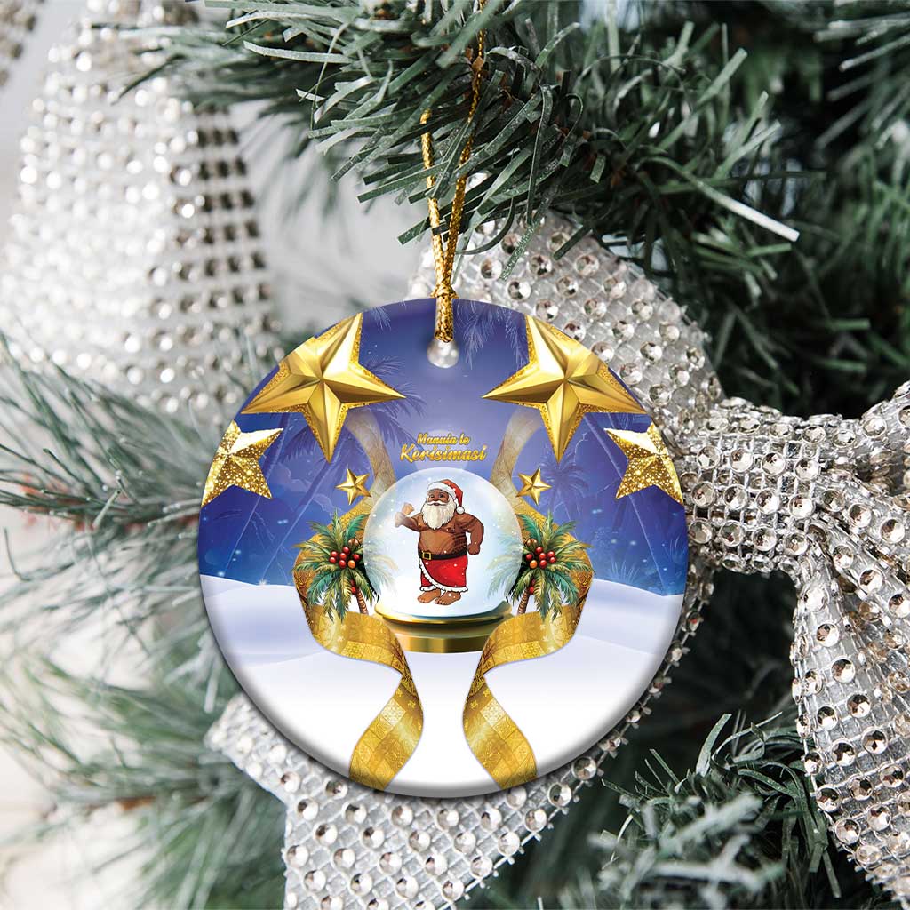 Samoa Christmas Ceramic Ornament Snow Globe With Samoan Santa - Polynesian Pride