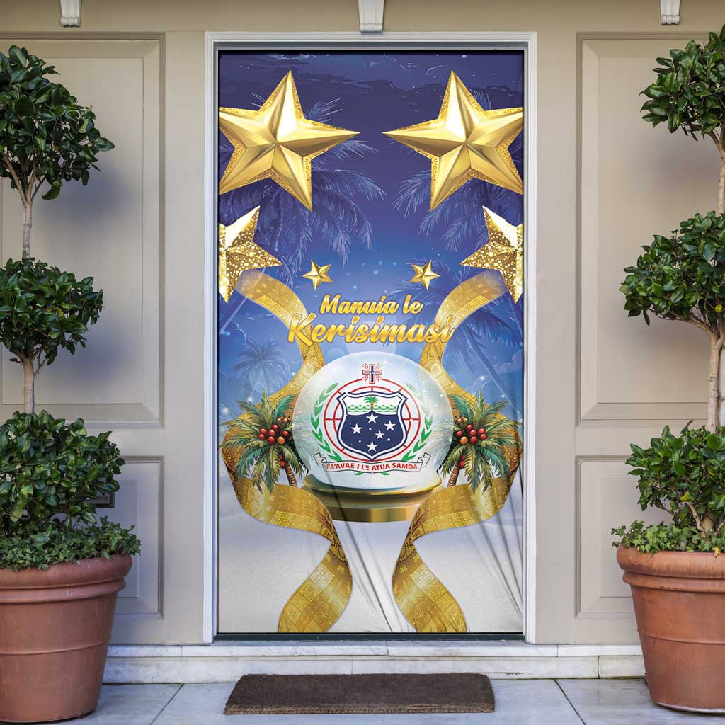 Samoa Christmas Door Cover Snow Globe With Samoan Santa - Polynesian Pride