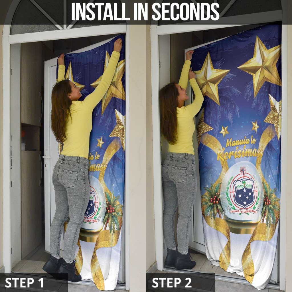 Samoa Christmas Door Cover Snow Globe With Samoan Santa - Polynesian Pride