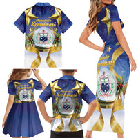 Samoa Christmas Family Matching Short Sleeve Bodycon Dress and Hawaiian Shirt Snow Globe With Samoan Santa - Polynesian Pride