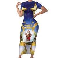 Samoa Christmas Family Matching Short Sleeve Bodycon Dress and Hawaiian Shirt Snow Globe With Samoan Santa - Polynesian Pride