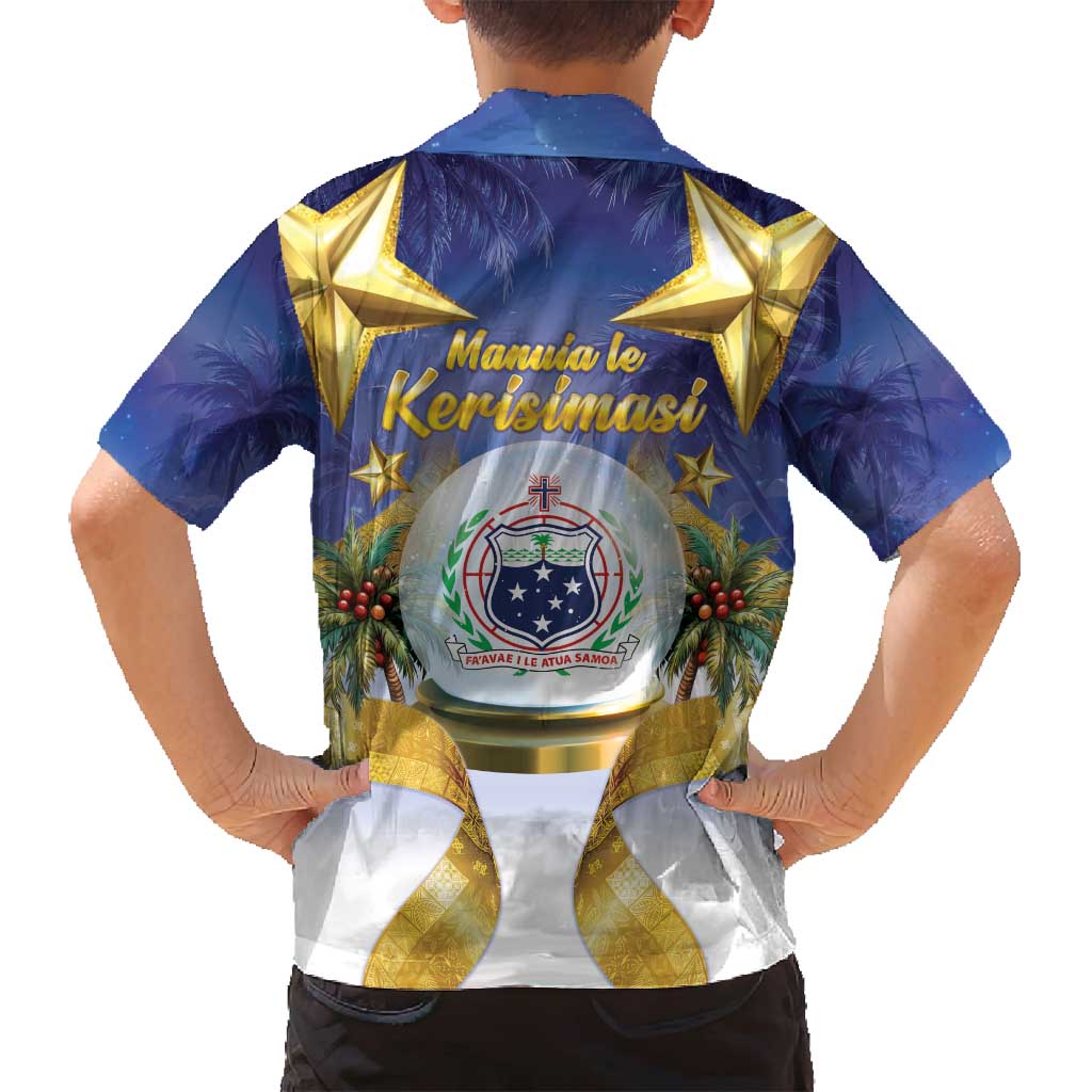 Samoa Christmas Family Matching Summer Maxi Dress and Hawaiian Shirt Snow Globe With Samoan Santa - Polynesian Pride