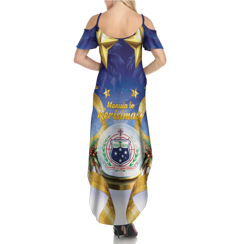 Samoa Christmas Family Matching Summer Maxi Dress and Hawaiian Shirt Snow Globe With Samoan Santa - Polynesian Pride