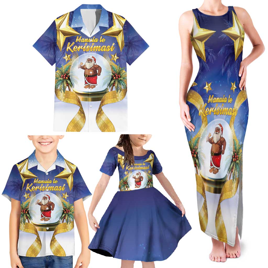 Samoa Christmas Family Matching Tank Maxi Dress and Hawaiian Shirt Snow Globe With Samoan Santa - Polynesian Pride