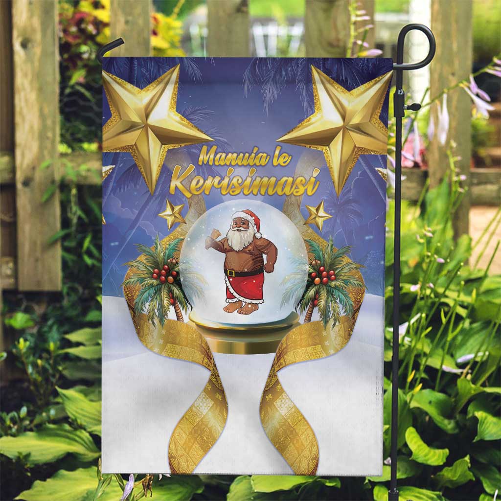Samoa Christmas Garden Flag Snow Globe With Samoan Santa - Polynesian Pride
