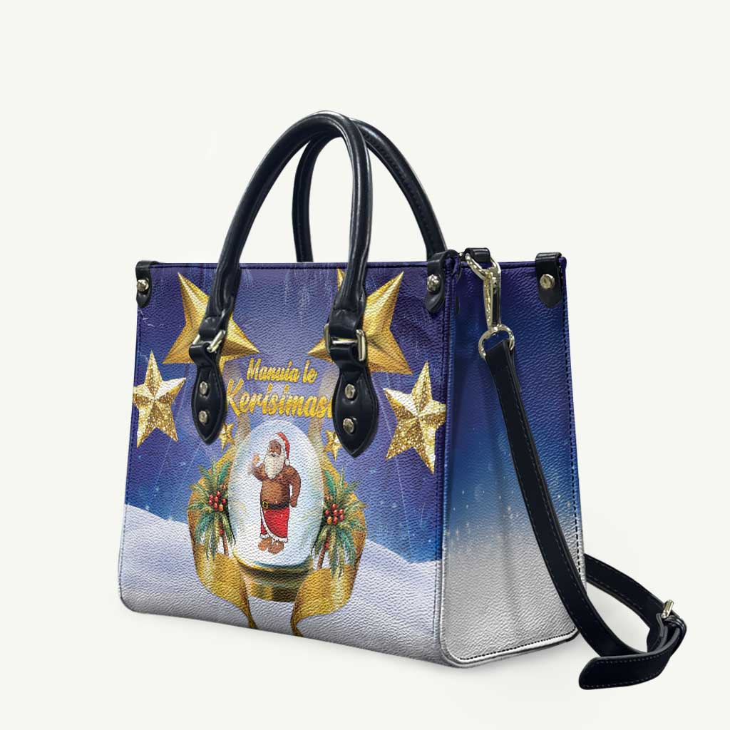 Samoa Christmas Leather Bag Snow Globe With Samoan Santa - Polynesian Pride