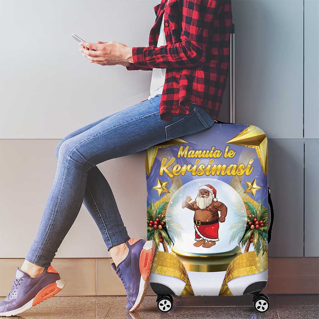 Samoa Christmas Luggage Cover Snow Globe With Samoan Santa - Polynesian Pride