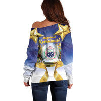 Samoa Christmas Off Shoulder Sweater Snow Globe With Samoan Santa - Polynesian Pride