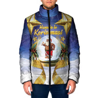 Samoa Christmas Padded Jacket Snow Globe With Samoan Santa LT05 Men Navy - Polynesian Pride
