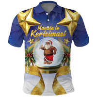 Samoa Christmas Polo Shirt Snow Globe With Samoan Santa - Polynesian Pride