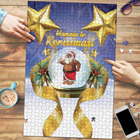 Samoa Christmas Puzzle Snow Globe With Samoan Santa LT05 Navy - Polynesian Pride