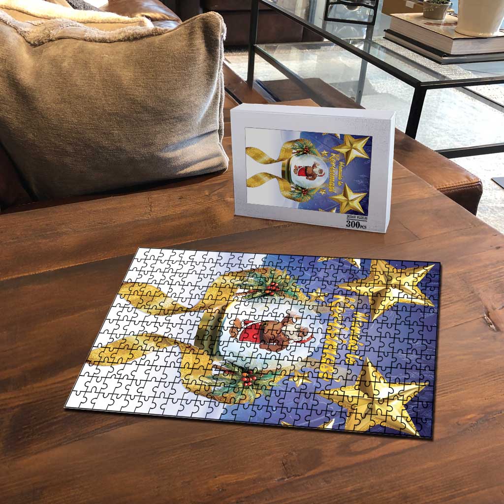 Samoa Christmas Puzzle Snow Globe With Samoan Santa LT05 - Polynesian Pride