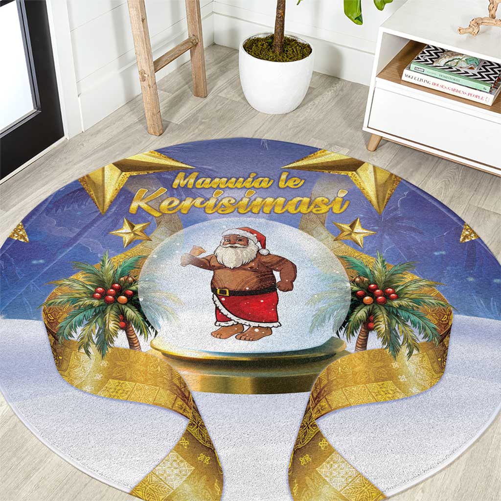 Samoa Christmas Round Carpet Snow Globe With Samoan Santa - Polynesian Pride