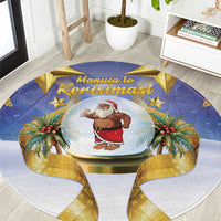 Samoa Christmas Round Carpet Snow Globe With Samoan Santa - Polynesian Pride