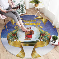 Samoa Christmas Round Carpet Snow Globe With Samoan Santa - Polynesian Pride