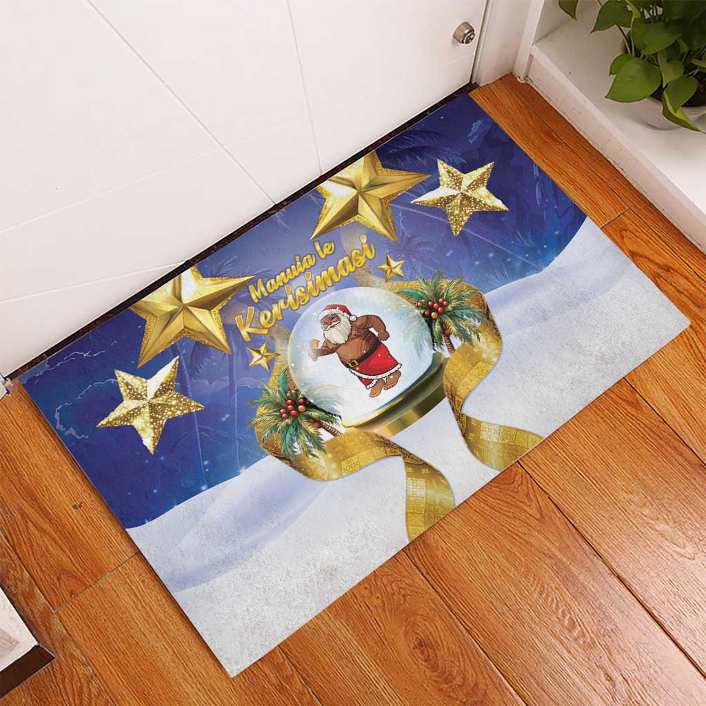 Samoa Christmas Rubber Doormat Snow Globe With Samoan Santa - Polynesian Pride