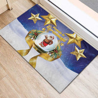 Samoa Christmas Rubber Doormat Snow Globe With Samoan Santa - Polynesian Pride