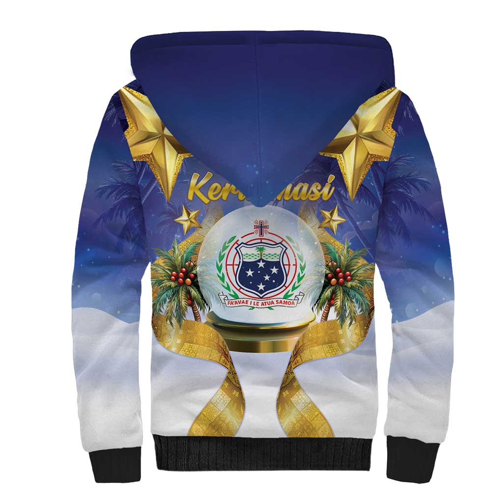 Samoa Christmas Sherpa Hoodie Snow Globe With Samoan Santa - Polynesian Pride