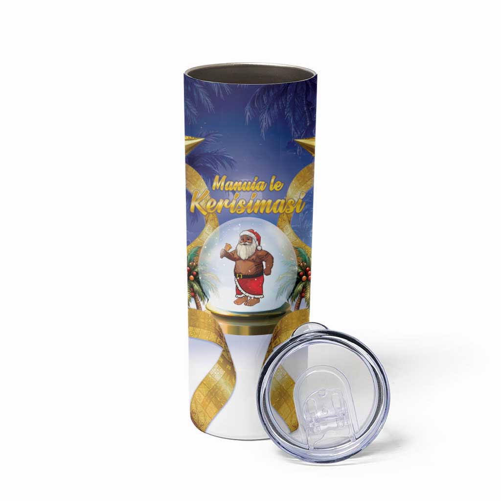 Samoa Christmas Skinny Tumbler Snow Globe With Samoan Santa - Polynesian Pride