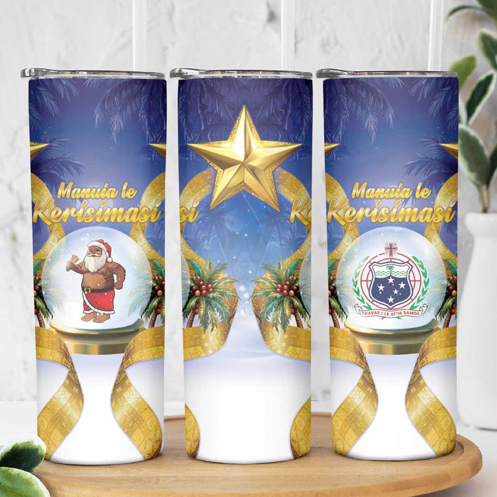Samoa Christmas Skinny Tumbler Snow Globe With Samoan Santa - Polynesian Pride