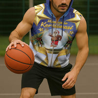 Samoa Christmas Sleeveless Zip Hoodie Snow Globe With Samoan Santa - Polynesian Pride