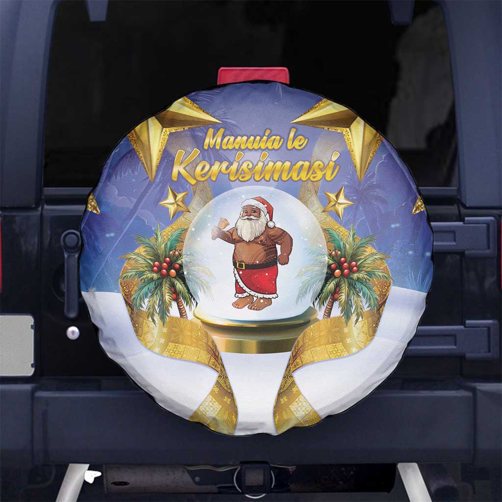 Samoa Christmas Spare Tire Cover Snow Globe With Samoan Santa - Polynesian Pride