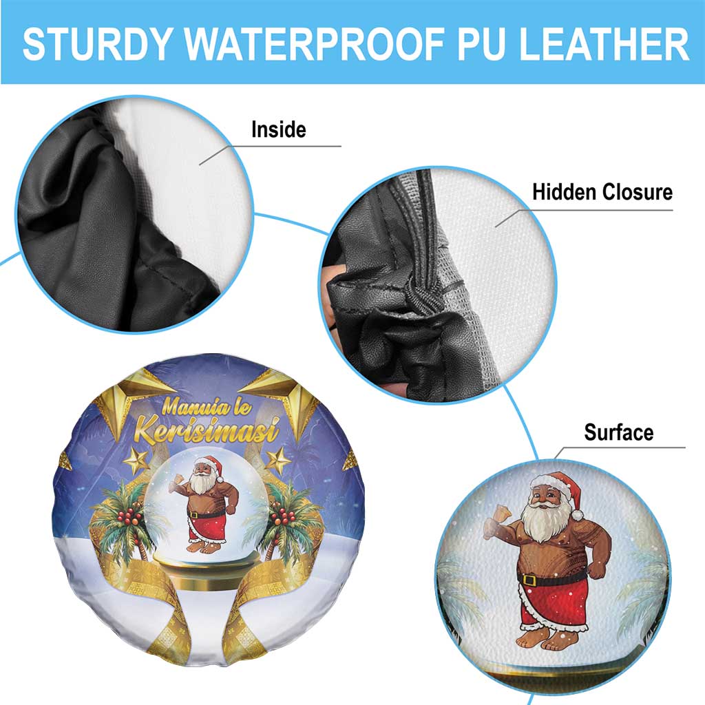 Samoa Christmas Spare Tire Cover Snow Globe With Samoan Santa - Polynesian Pride