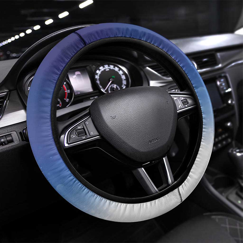 Samoa Christmas Steering Wheel Cover Snow Globe With Samoan Santa LT05 Universal Fit Navy - Polynesian Pride