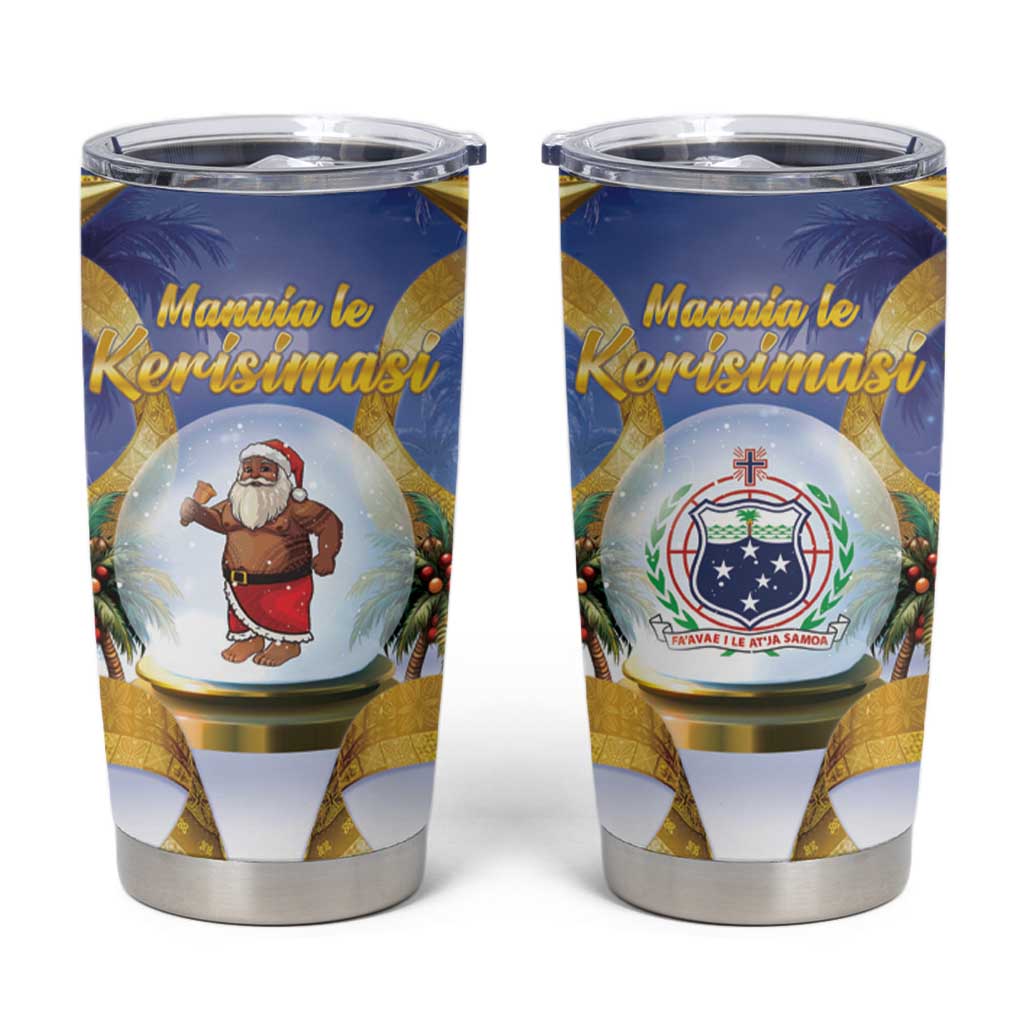 Samoa Christmas Tumbler Cup Snow Globe With Samoan Santa - Polynesian Pride