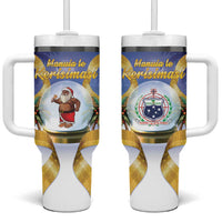 Samoa Christmas Tumbler With Handle Snow Globe With Samoan Santa - Polynesian Pride