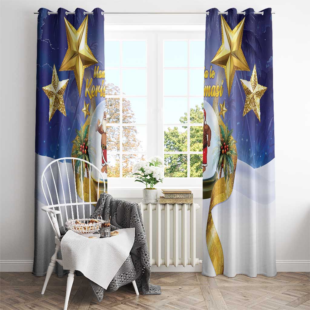 Samoa Christmas Window Curtain Snow Globe With Samoan Santa - Polynesian Pride