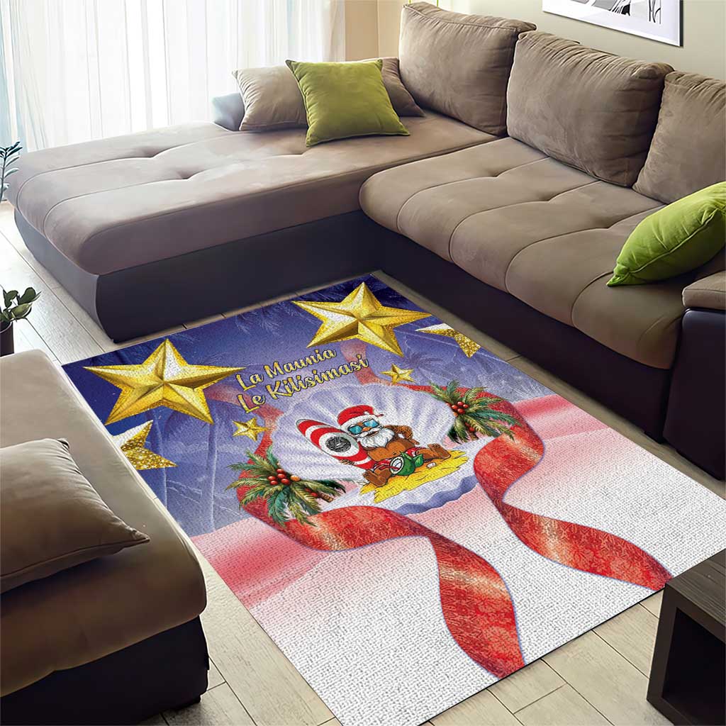American Samoa Christmas Area Rug Seashell Santa Beach Vibes - Polynesian Pride