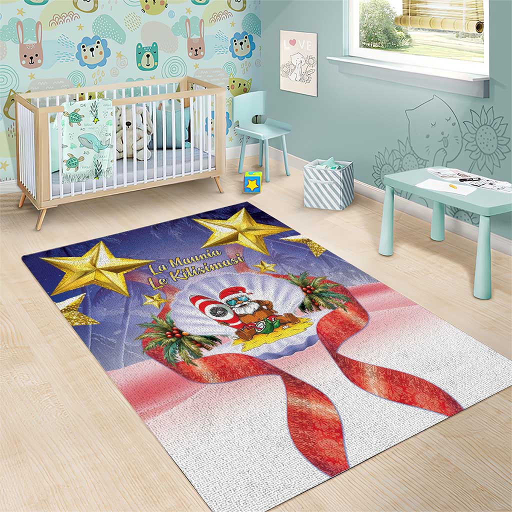 American Samoa Christmas Area Rug Seashell Santa Beach Vibes - Polynesian Pride