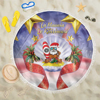 American Samoa Christmas Beach Blanket Seashell Santa Beach Vibes - Polynesian Pride
