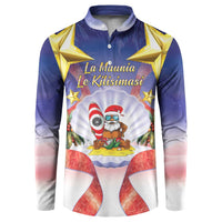 American Samoa Christmas Button Sweatshirt Seashell Santa Beach Vibes - Polynesian Pride