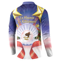 American Samoa Christmas Button Sweatshirt Seashell Santa Beach Vibes - Polynesian Pride