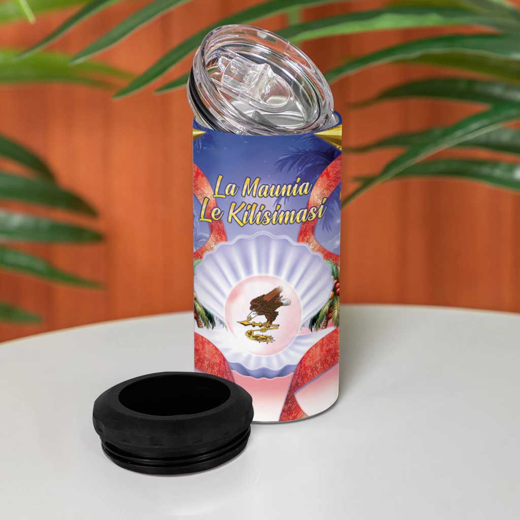 American Samoa Christmas 4 in 1 Can Cooler Tumbler Seashell Santa Beach Vibes - Polynesian Pride