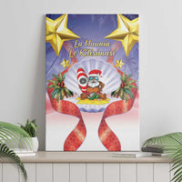 American Samoa Christmas Canvas Wall Art Seashell Santa Beach Vibes - Polynesian Pride