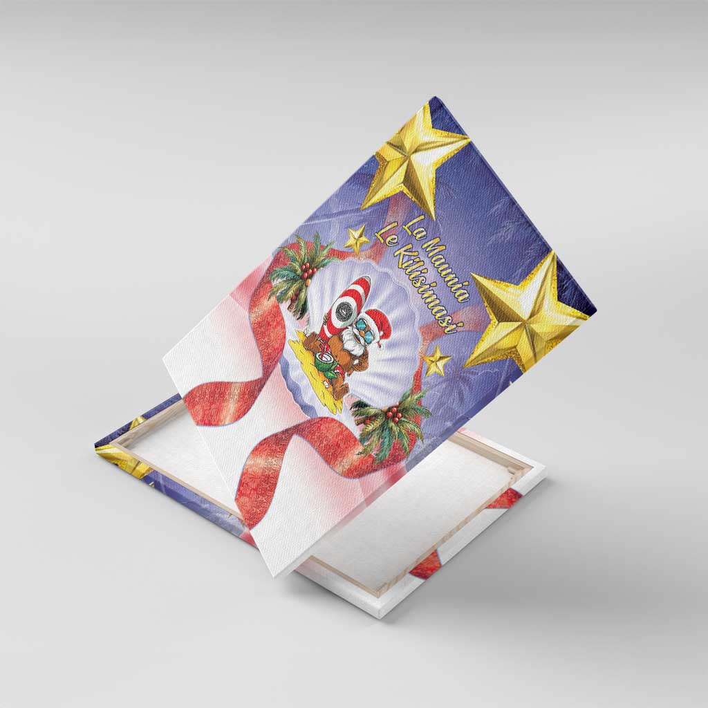 American Samoa Christmas Canvas Wall Art Seashell Santa Beach Vibes - Polynesian Pride