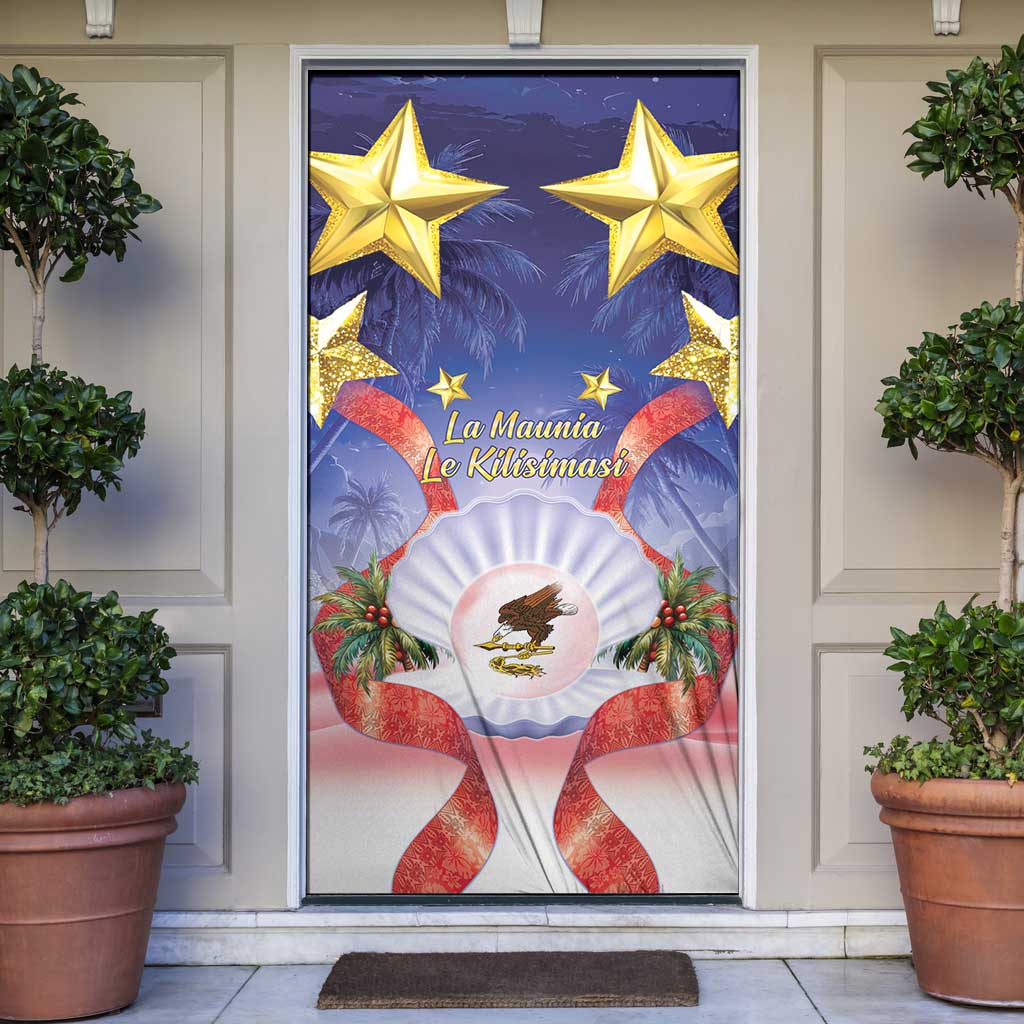 American Samoa Christmas Door Cover Seashell Santa Beach Vibes - Polynesian Pride