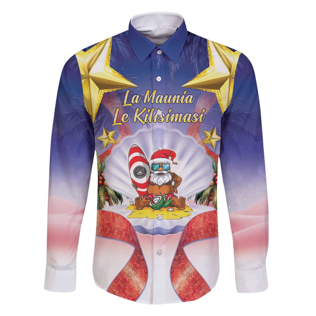 American Samoa Christmas Family Matching Mermaid Dress and Hawaiian Shirt Seashell Santa Beach Vibes - Polynesian Pride