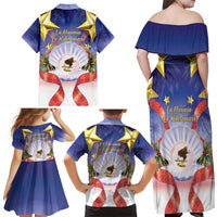 American Samoa Christmas Family Matching Off Shoulder Maxi Dress and Hawaiian Shirt Seashell Santa Beach Vibes - Polynesian Pride