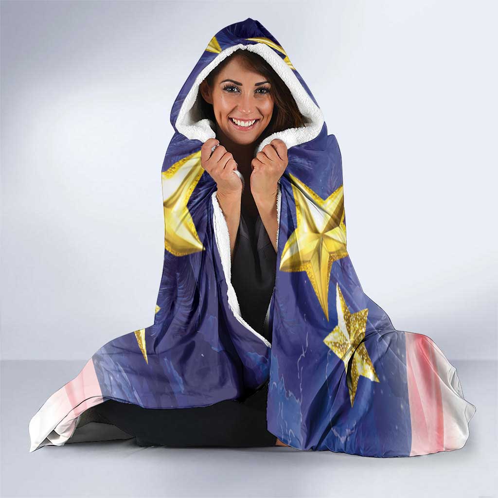American Samoa Christmas Hooded Blanket Seashell Santa Beach Vibes - Polynesian Pride