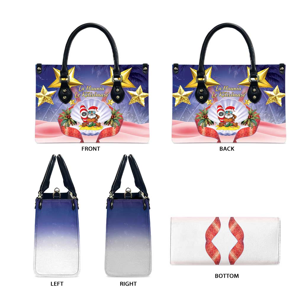 American Samoa Christmas Leather Bag Seashell Santa Beach Vibes - Polynesian Pride