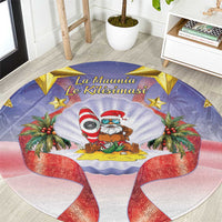 American Samoa Christmas Round Carpet Seashell Santa Beach Vibes - Polynesian Pride