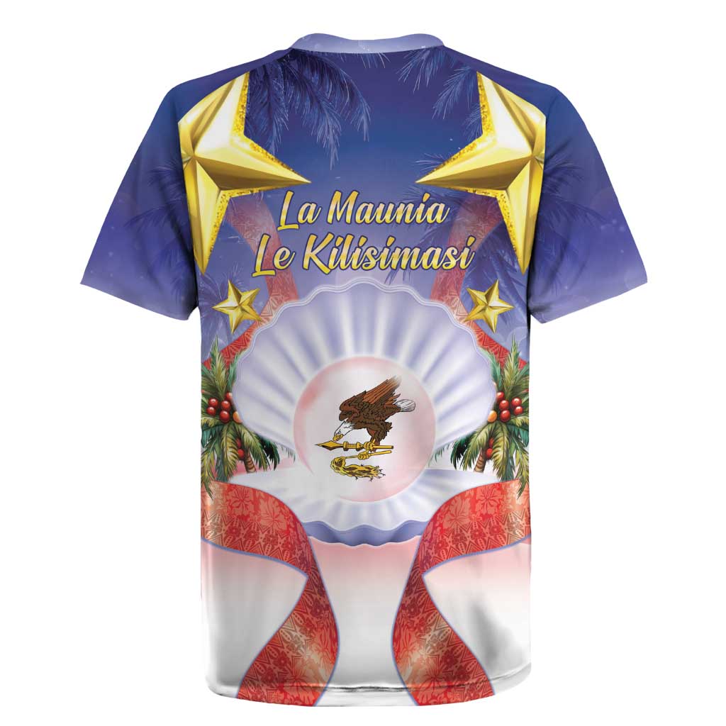 American Samoa Christmas Rugby Jersey Seashell Santa Beach Vibes LT05 - Polynesian Pride